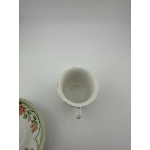 Vintage Hand Painted Mini Teacup and Saucer Signed Porcelain Floral - Picture 7 of 9
